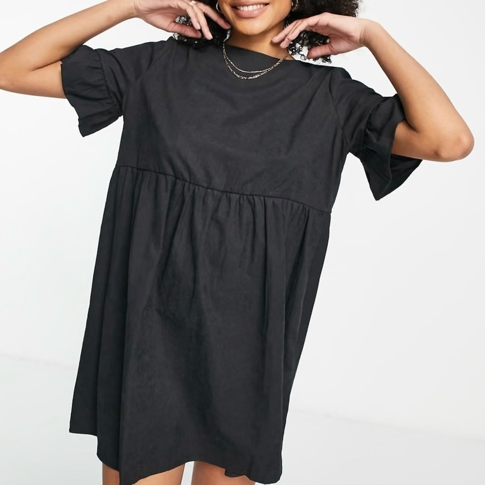 NWOT Lola May Black Satin Dress